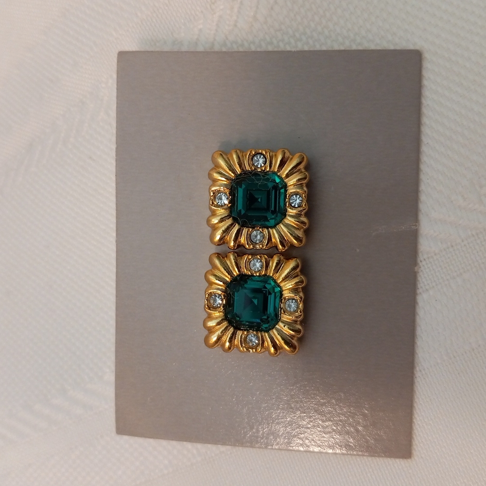 Irish Charm Faux Emerald and Diamond Earrings